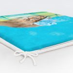 Mavi Şapkalı Kedi Desenli Modern Fermuarlı Sandalye Minderi Realhomes