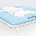 Mavi Zeminde My Love Yazılı Sevimli Kedicik Desenli Dekoratif Fermuarlı Sandalye Minderi Realhomes