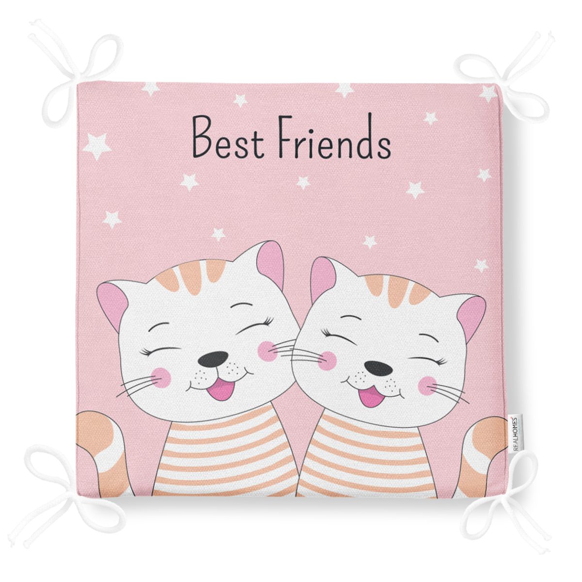 Best Friends Kediler Özel Tasarımlı Fermuarlı Sandalye Minderi Realhomes