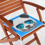Mavi Zeminde Gözlüklü Cool Panda Motifli Dekoratif Fermuarlı Sandalye Minderi Realhomes