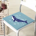 Buz Mavisi Zeminli Balina Desenli Modern Fermuarlı Sandalye Minderi Realhomes