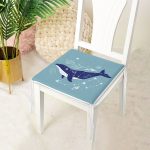 Buz Mavisi Zeminli Balina Desenli Modern Fermuarlı Sandalye Minderi Realhomes