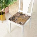 Siyah Leopar Zeminde Kurumuş Yaprak Motifli Modern Fermuarlı Sandalye Minderi Realhomes