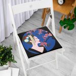 Çiçek Motifli Japon Kız Desenli Dekoratif Fermuarlı Sandalye Minderi Realhomes