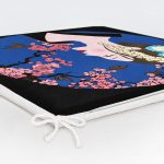 Çiçek Motifli Japon Kız Desenli Dekoratif Fermuarlı Sandalye Minderi Realhomes