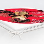 Çiçek Desenli Yelpazeli Japon Kız Motifli Modern Fermuarlı Sandalye Minderi Realhomes