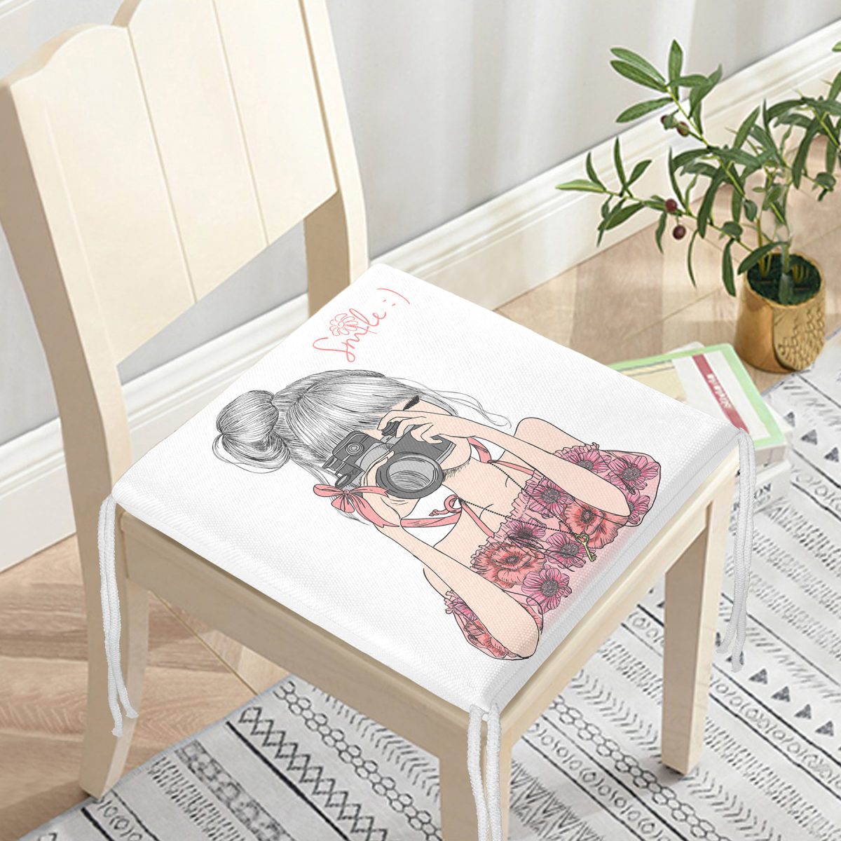 ashion Girl Dekorati Kare Sandalye Minderi 40x40cm ermuarlı Realhomes