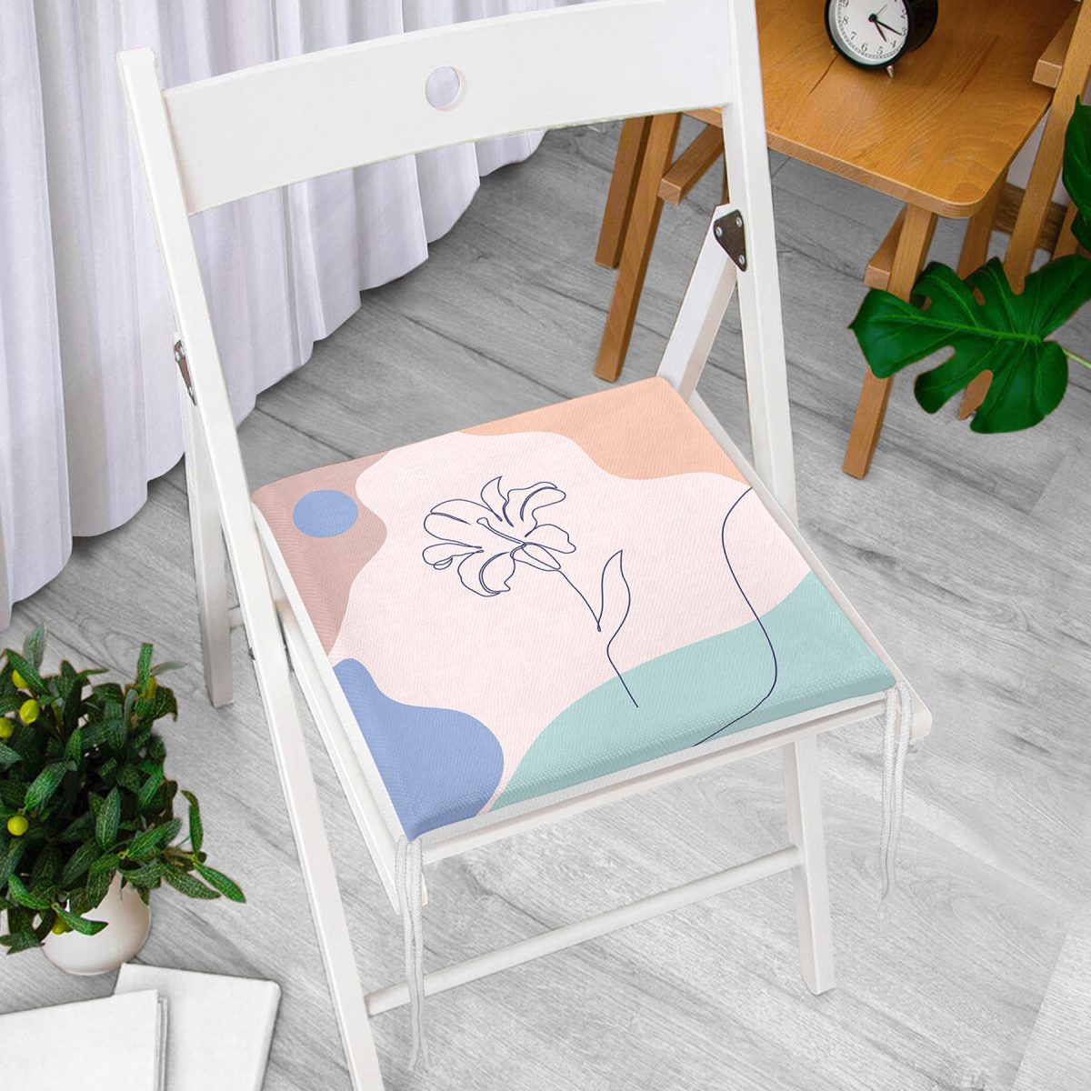 RealHomes Gül Desenli Bohemian Özel Tasarım Dekoratif Fermuarlı Sandalye Minderi Realhomes