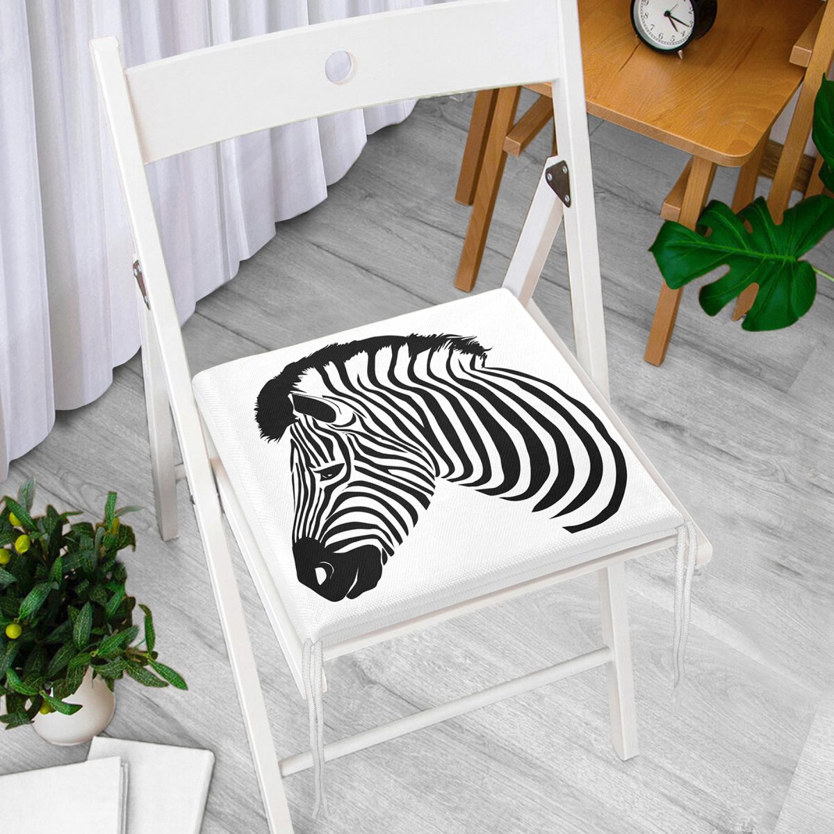 Zebra Desen Dekorati Kare Sandalye Minderi 40x40cm ermuarlı Realhomes