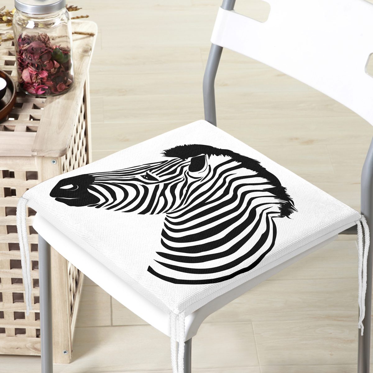 Zebra Desen Dekorati Kare Sandalye Minderi 40x40cm ermuarlı Realhomes