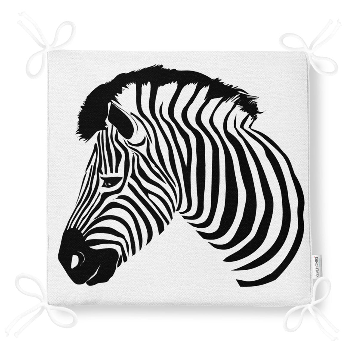 Zebra Desen Dekorati Kare Sandalye Minderi 40x40cm ermuarlı Realhomes