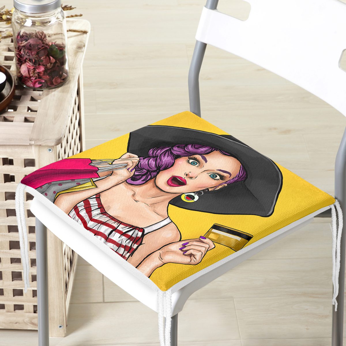 Pop Art Desen Dekorati Kare Sandalye Minderi 40x40cm ermuarlı Realhomes