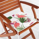 - Print - Realhomes  lamingo Desen Dekorati Kare Sandalye Minderi 40x40cm ermuarlı Realhomes