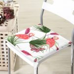 - Print - Realhomes  lamingo Desen Dekorati Kare Sandalye Minderi 40x40cm ermuarlı Realhomes