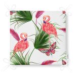 - Print - Realhomes  lamingo Desen Dekorati Kare Sandalye Minderi 40x40cm ermuarlı Realhomes