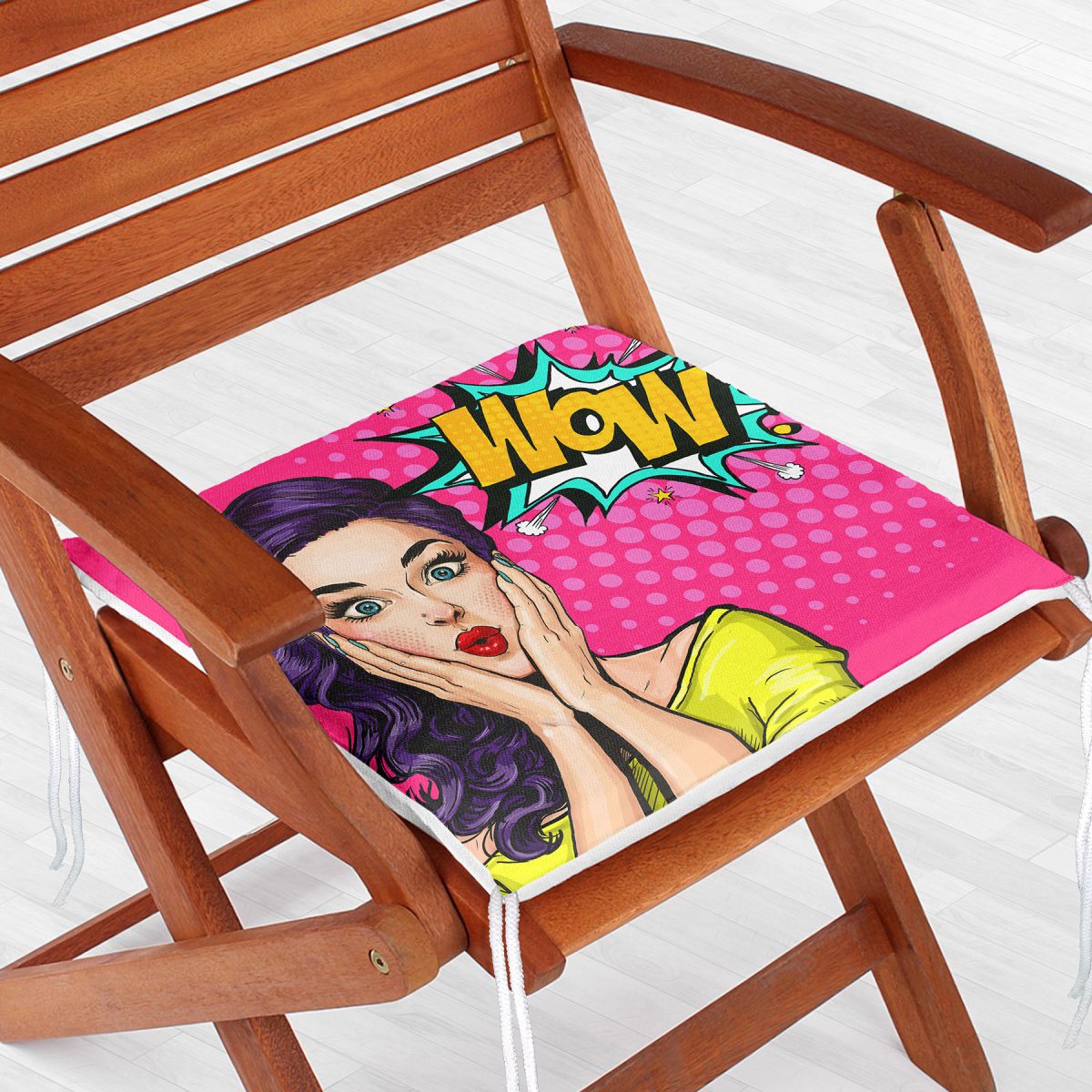 Pop Art Desen Dekorati Kare Sandalye Minderi 40x40cm Fermuarlı Realhomes