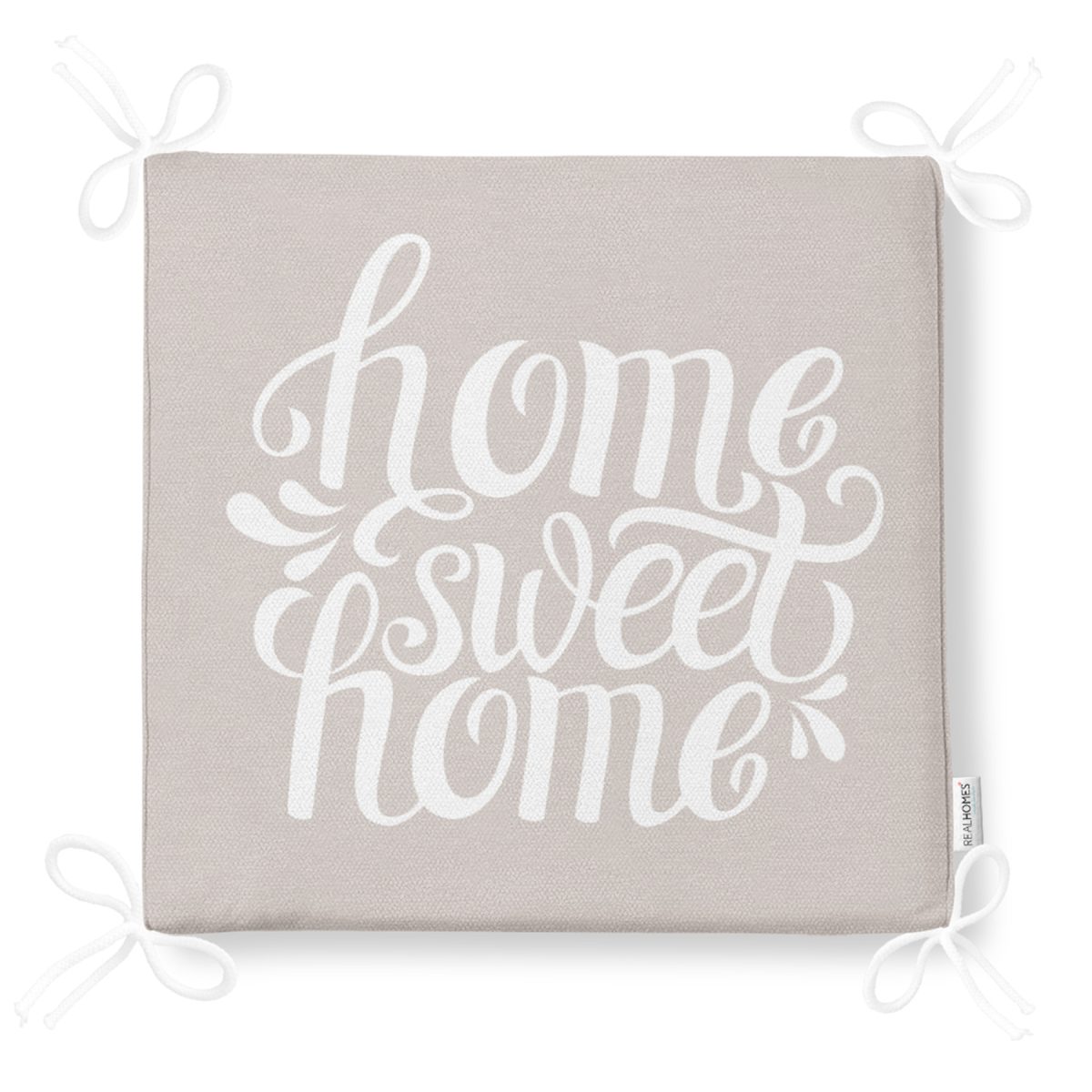 Home Sweet Home Dekorati Kare Sandalye Minderi 40x40cm Fermuarlı Realhomes