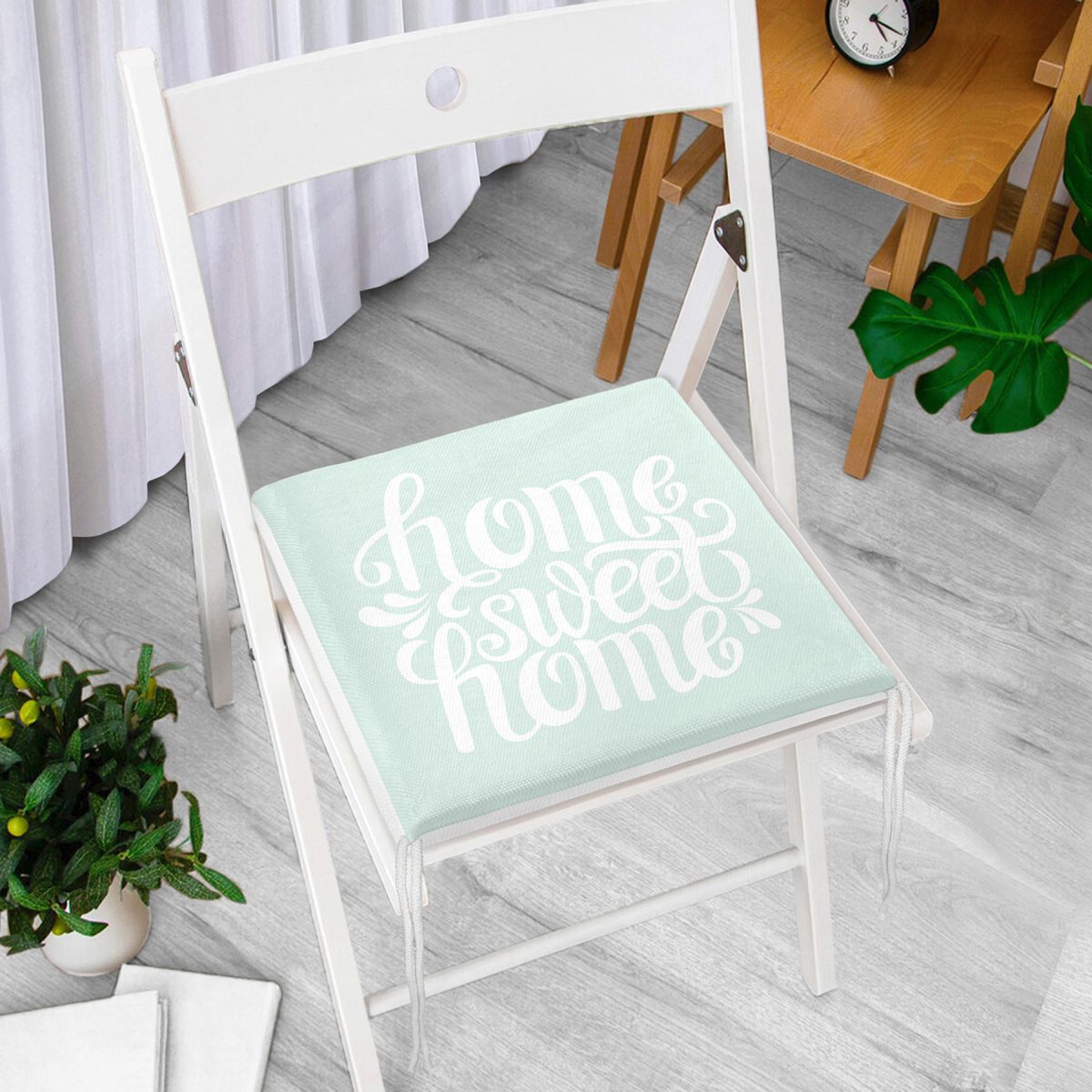 Home Sweet Home Dekorati Kare Sandalye Minderi 40x40cm Fermuarlı Realhomes