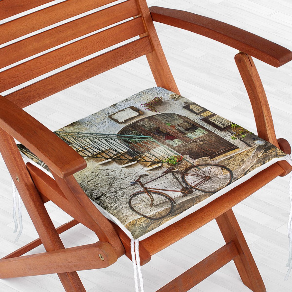 Manzara Desenli Dekorati Kare Sandalye Minderi 40x40cm Fermuarlı Realhomes