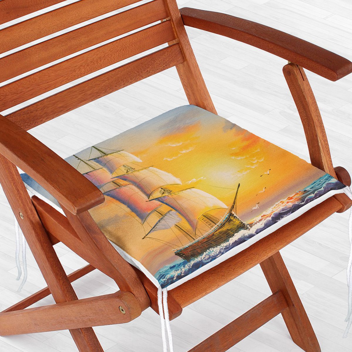 Manzara Desenli Dekorati Kare Sandalye Minderi 40x40cm ermuarlı Realhomes