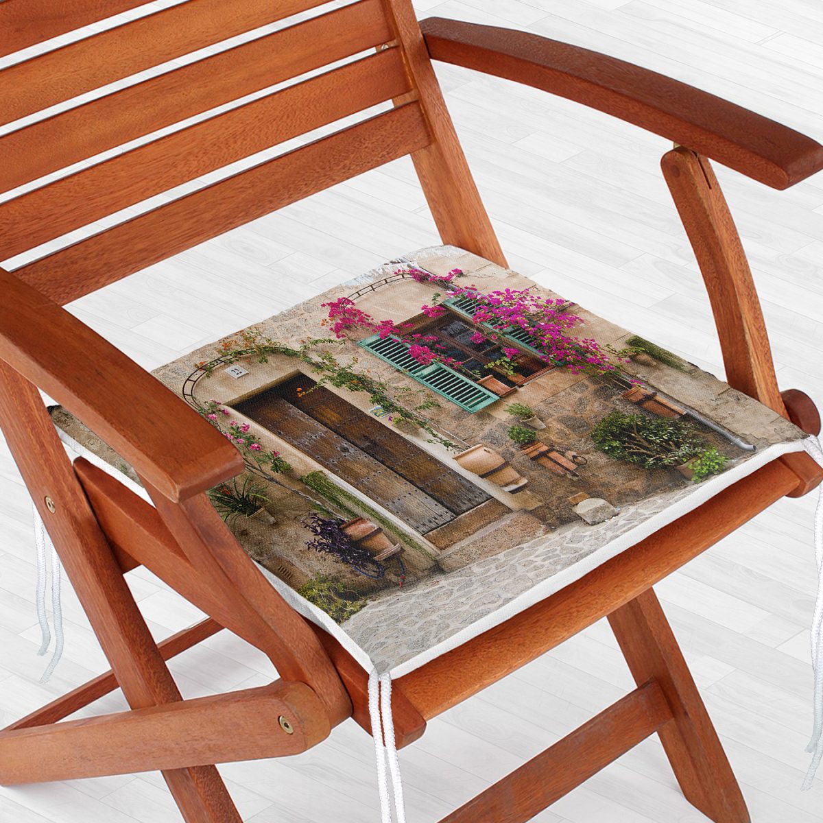 Çiçek Temalı Dekorati Kare Sandalye Minderi 40x40cm Fermuarlı Realhomes