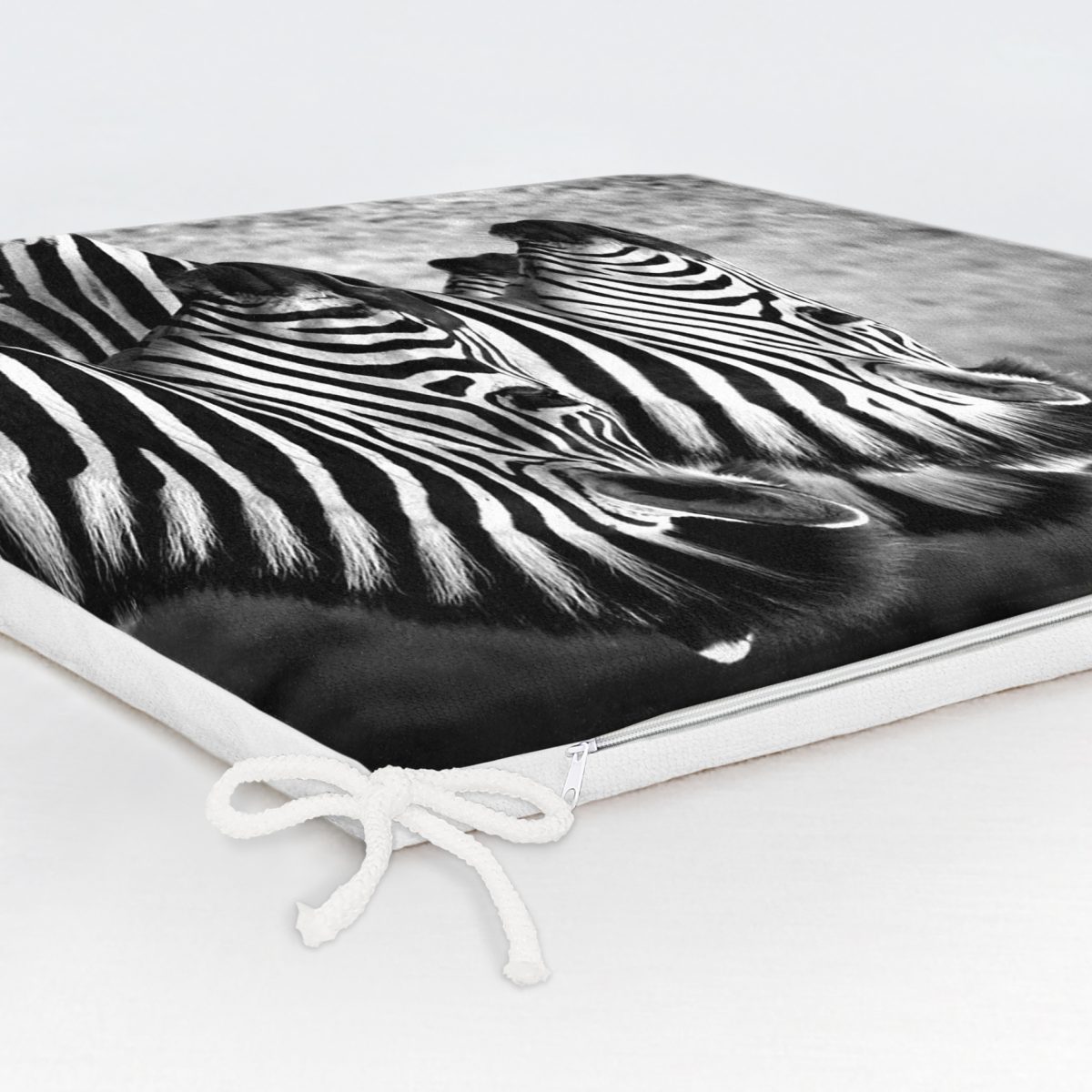 Zebra Desenli Dekorati Kare Sandalye Minderi 40x40cm Fermuarlı Realhomes