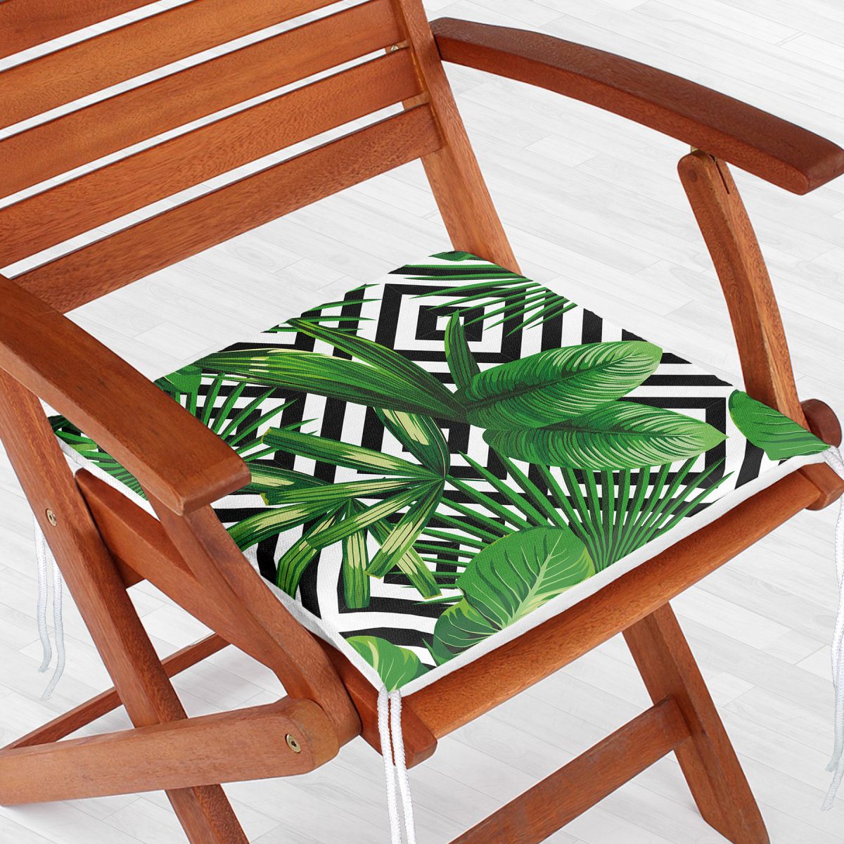 Yaprak Desenli Dekorati Kare Sandalye Minderi 40x40cm Fermuarlı Realhomes