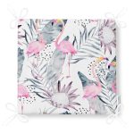 lamingo Desen Dekorati Kare Sandalye Minderi 40x40cm Fermuarlı Realhomes