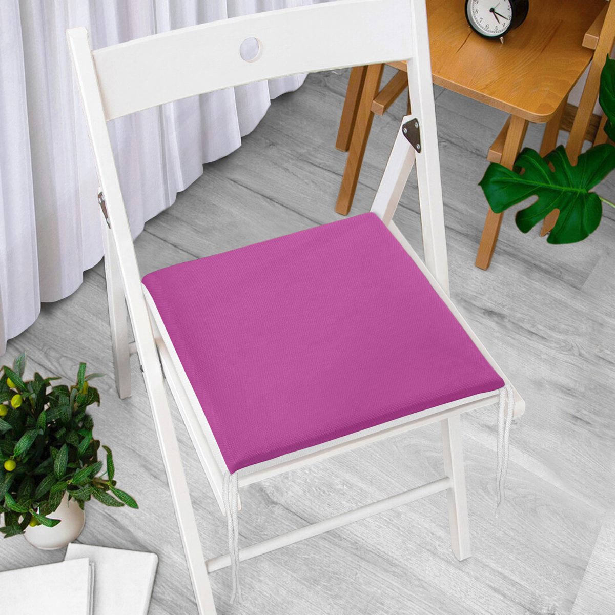 Mor Renkli Dekorati Kare Sandalye Minderi 40x40cm ermuarlı Realhomes