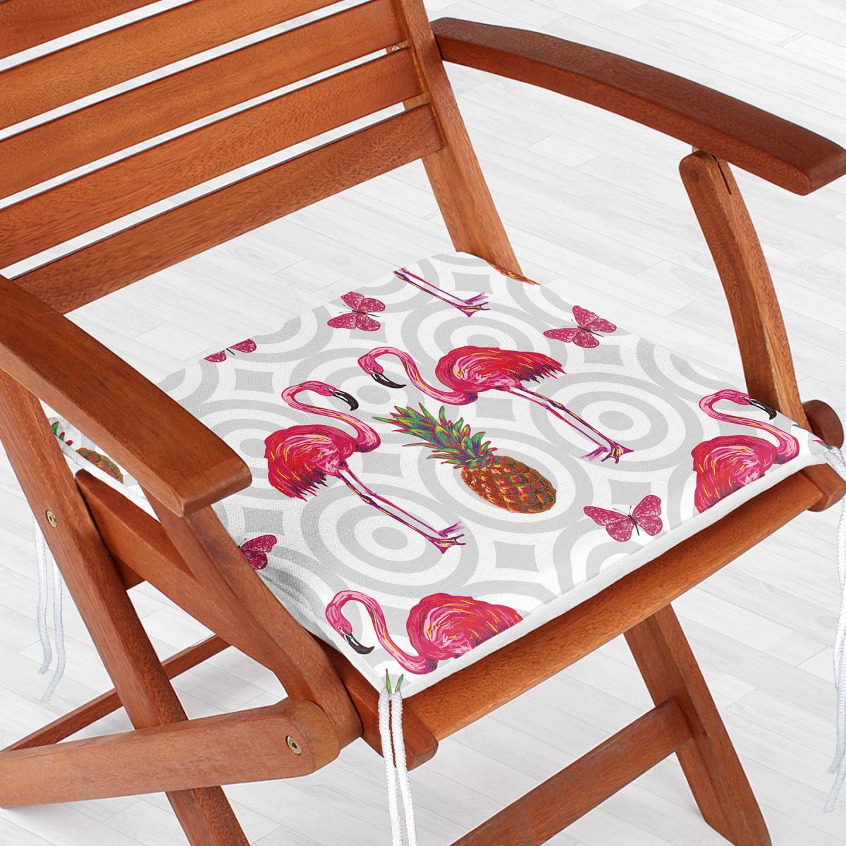 Flamingo Desen Dekorati Kare Sandalye Minderi 40x40cm ermuarlı Realhomes
