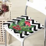 RealHomes Zigzag Flamingo Desenli Fermuarlı Sandalye Minderi Realhomes