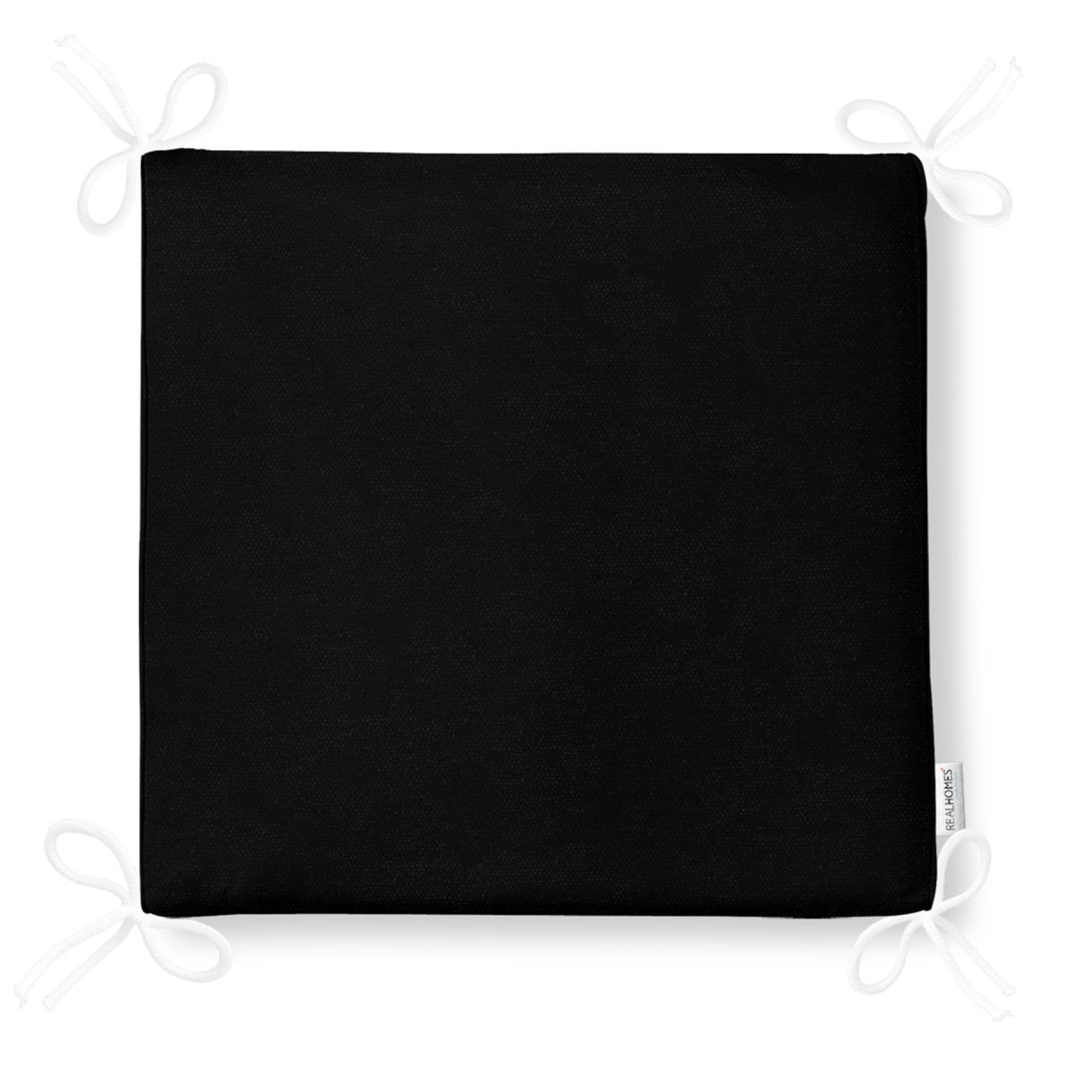 Siyah Renk Dekoratif Kare Sandalye Minderi 40x40 cm Fermuarlı Realhomes