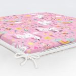 Pembe Zeminli Unicorn Motifli Özel Tasarım Dijital Baskılı Modern Fermuarlı Sandalye Minderi Realhomes