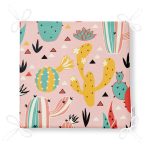 Pembe Zeminli Kaktüs Tasarımlı Dijital Baskılı Modern Fermuarlı Sandalye Minderi Realhomes