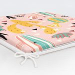 Pembe Zeminli Kaktüs Tasarımlı Dijital Baskılı Modern Fermuarlı Sandalye Minderi Realhomes