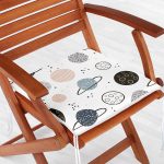 - Печать - Realhomes Gezegen Çizimli Özel Tasarım Dijital Baskılı Modern Fermuarlı Sandalye Minderi Realhomes