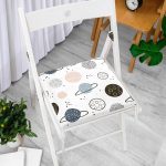 - Печать - Realhomes Gezegen Çizimli Özel Tasarım Dijital Baskılı Modern Fermuarlı Sandalye Minderi Realhomes