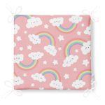 - Print - Realhomes Pembe Zeminde Gökkuşağı Tasarımlı Dijital Baskılı Modern Fermuarlı Sandalye Minderi Realhomes