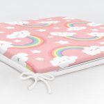 - Print - Realhomes Pembe Zeminde Gökkuşağı Tasarımlı Dijital Baskılı Modern Fermuarlı Sandalye Minderi Realhomes