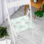 Renkli Ay Bulut Motifli Özel Tasarım Dijital Baskılı Modern Fermuarlı Sandalye Minderi Realhomes