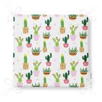 Minik Kaktüs Tasarımlı Dijital Baskılı Modern Fermuarlı Sandalye Minderi Realhomes