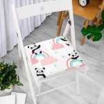 - Print - Realhomes Gökkuşağı Ve Panda Dijital Baskılı Özel Tasarım Modern Fermuarlı Sandalye Minderi Realhomes