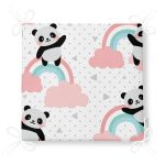 - Print - Realhomes Gökkuşağı Ve Panda Dijital Baskılı Özel Tasarım Modern Fermuarlı Sandalye Minderi Realhomes