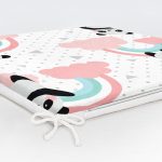 - Print - Realhomes Gökkuşağı Ve Panda Dijital Baskılı Özel Tasarım Modern Fermuarlı Sandalye Minderi Realhomes