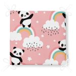 - Print - Realhomes Pembe Zeminde Bulutlar Ve Panda Dijital Baskılı Özel Tasarım Modern Fermuarlı Sandalye Minderi Realhomes