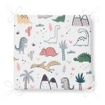 Bebek Desenli Sevimli Dinozorlar Dijital Baskılı Özel Tasarım Modern Fermuarlı Sandalye Minderi Realhomes