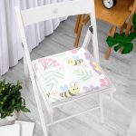 - Print bee bear - Realhomes Sevimli Arı Desenli Dijital Baskılı Özel Tasarım Modern Fermuarlı Sandalye Minderi Realhomes