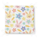 Sevimli Tavşan Ve Havuç Desenli Dijital Baskılı Özel Tasarım Modern Fermuarlı Sandalye Minderi Realhomes