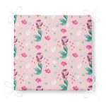 Pembe Zeminde Deniz Kızı Dijital Baskılı Özel Tasarım Modern Fermuarlı Sandalye Minderi Realhomes