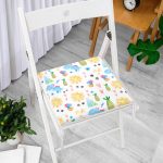 - Frm-1203-Gorsel-2 - Realhomes Sevimli Dinozor Temalı Dijital Baskılı Özel Tasarım Modern Fermuarlı Sandalye Minderi Realhomes